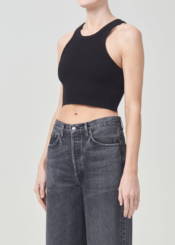 Agolde Cropped Bailey Tank In Black