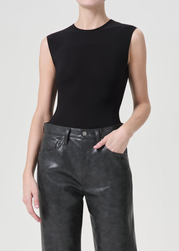 Agolde Aura Sleeveless Bodysuit In Black