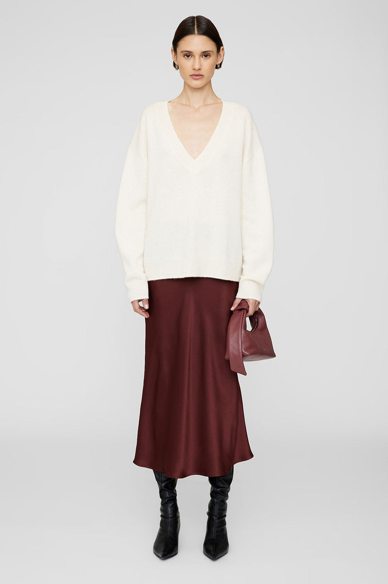 Anine Bing Bar Silk Skirt - Dark Cherry