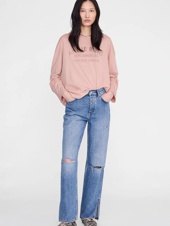 Anine Bing Ivan Long Sleeve Melrose Stencil - Washed Blushed
