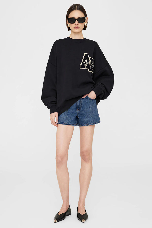 Anine Bing Miles Oversized Sweatshirt Letterman - Black