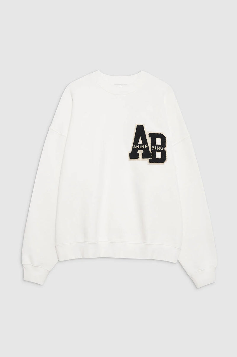 Anine Bing Miles Oversized Sweatshirt Letterman - Off White