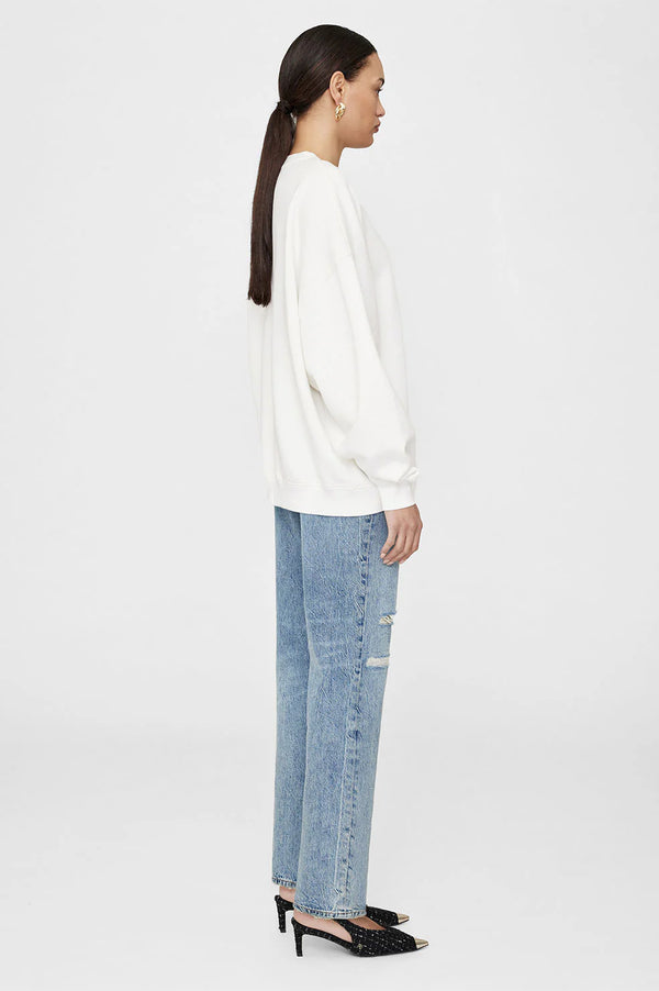 Anine Bing Miles Oversized Sweatshirt Letterman - Off White