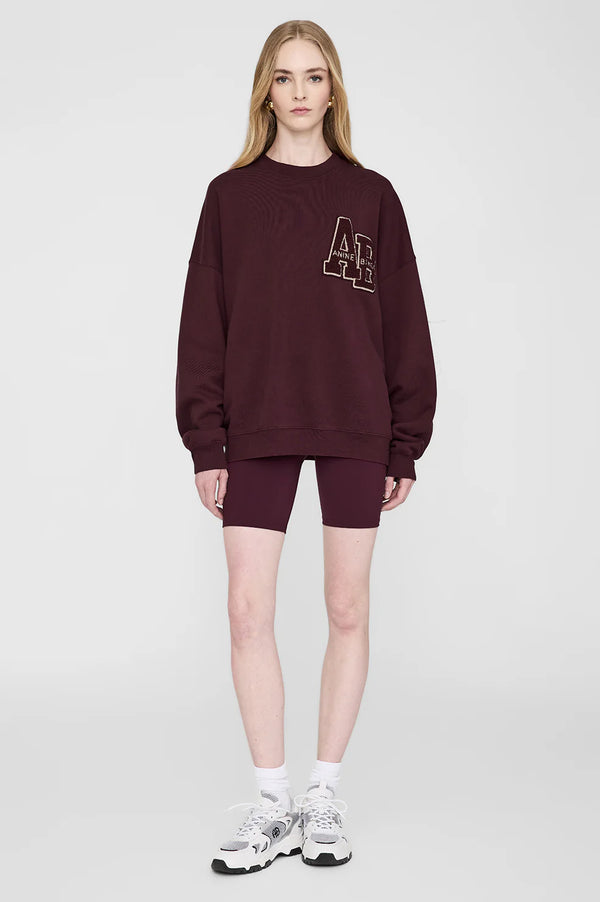 Anine Bing Miles Oversized Sweatshirt Letterman - Dark Burgundy