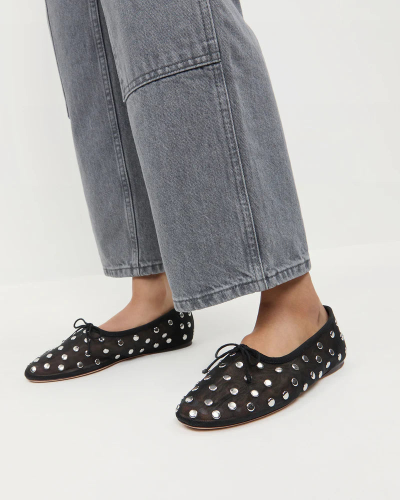 Loeffler Randall Landon Soft Mesh Ballet Flat Black/Silver
