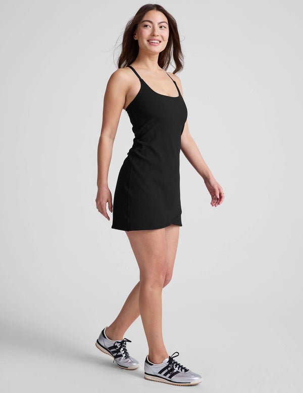 Beyond Yoga The Line Ribbed Mini Dress Black Onyx