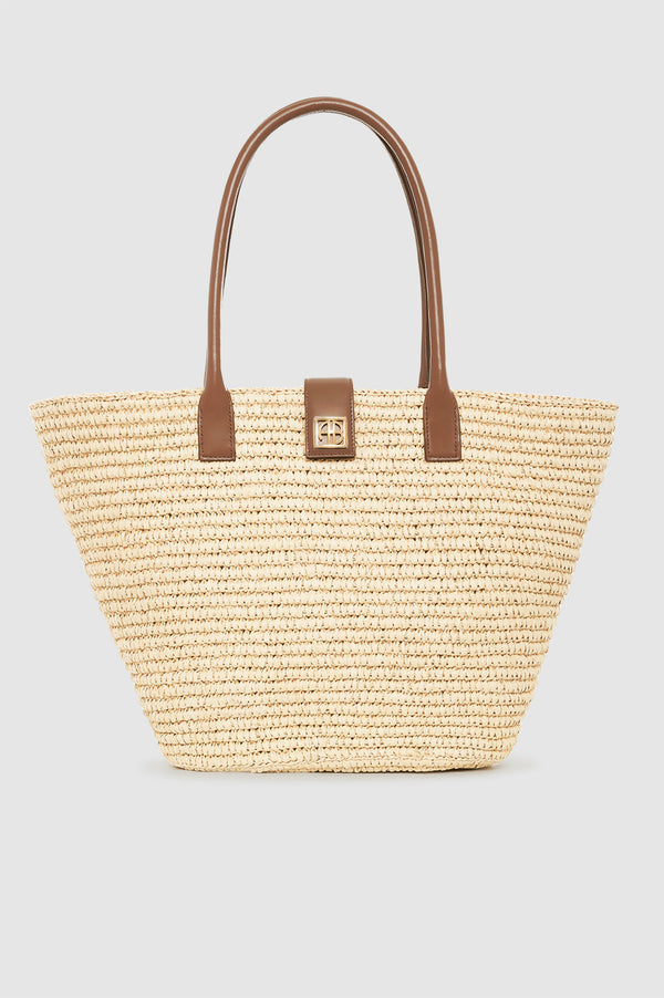 Anine Bing Lou Tote Monogram - Natural With Cognac