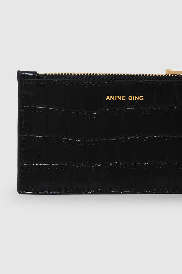 Anine Bing Lucy Card Holder - Black Embossed