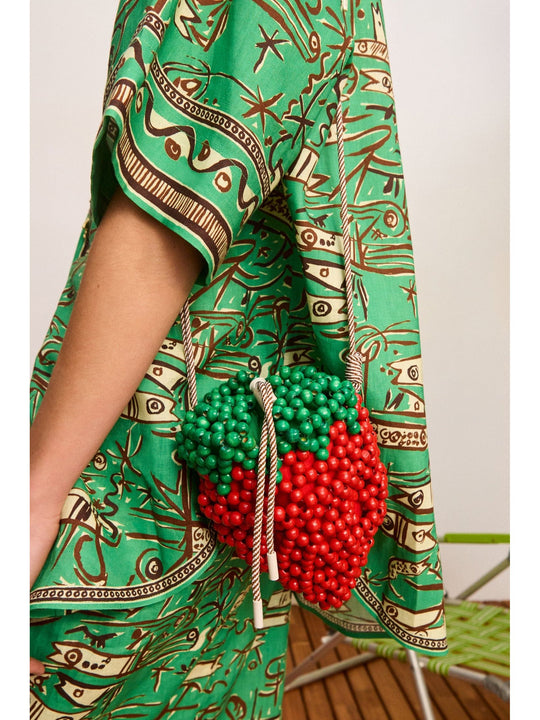 Alemais Wood Bead Strawberry Mini Bag