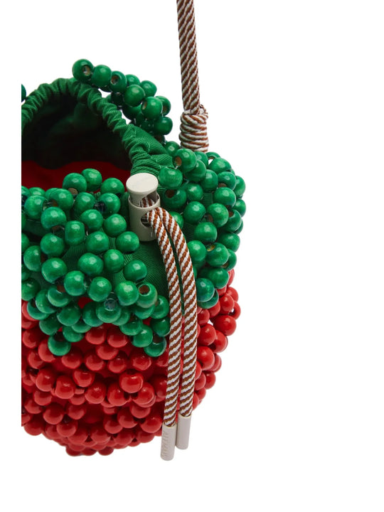 Alemais Wood Bead Strawberry Mini Bag