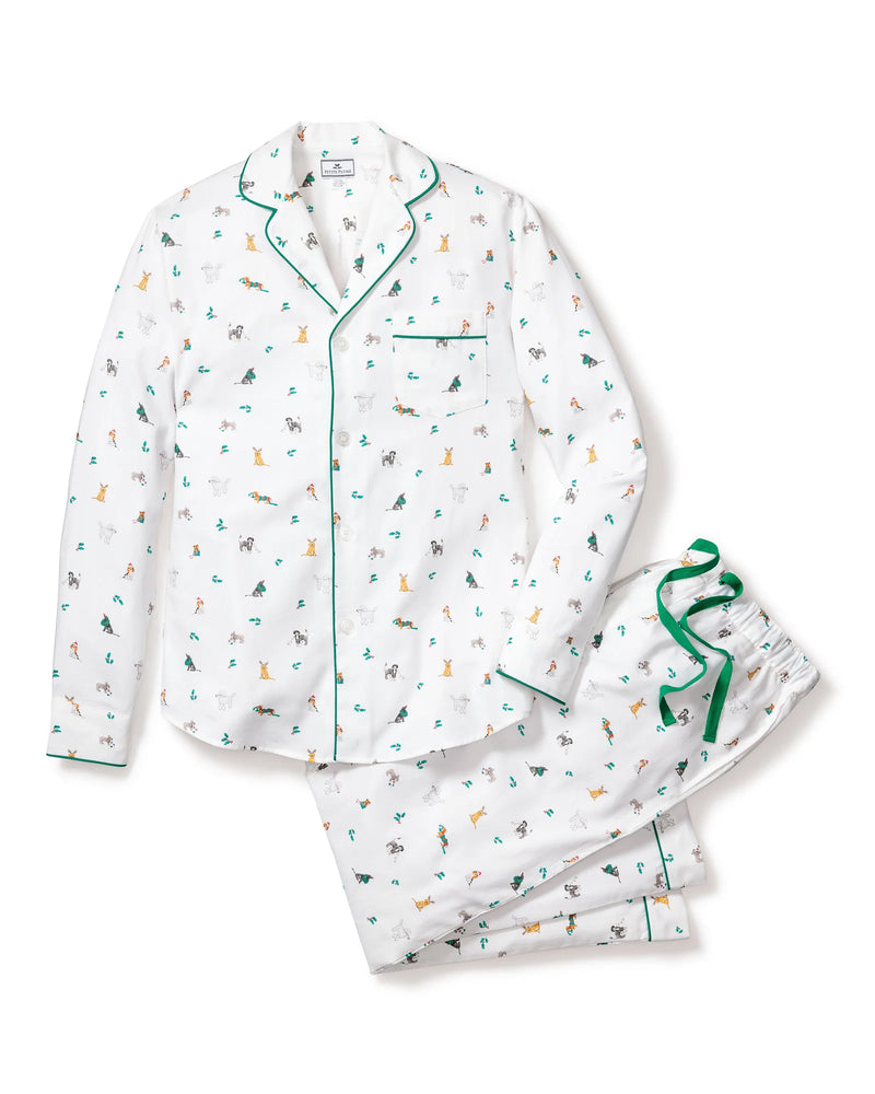 Petite Plume Men's Twill Pajama Set in Jingle Paws