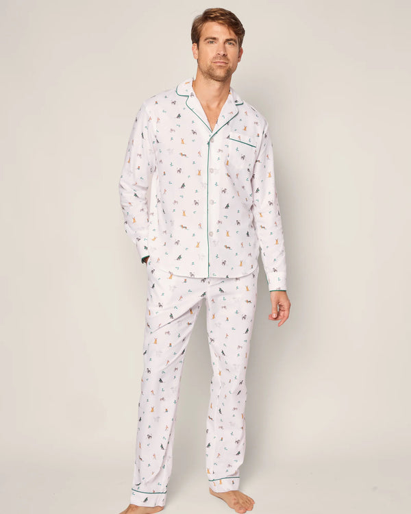 Petite Plume Men's Twill Pajama Set in Jingle Paws