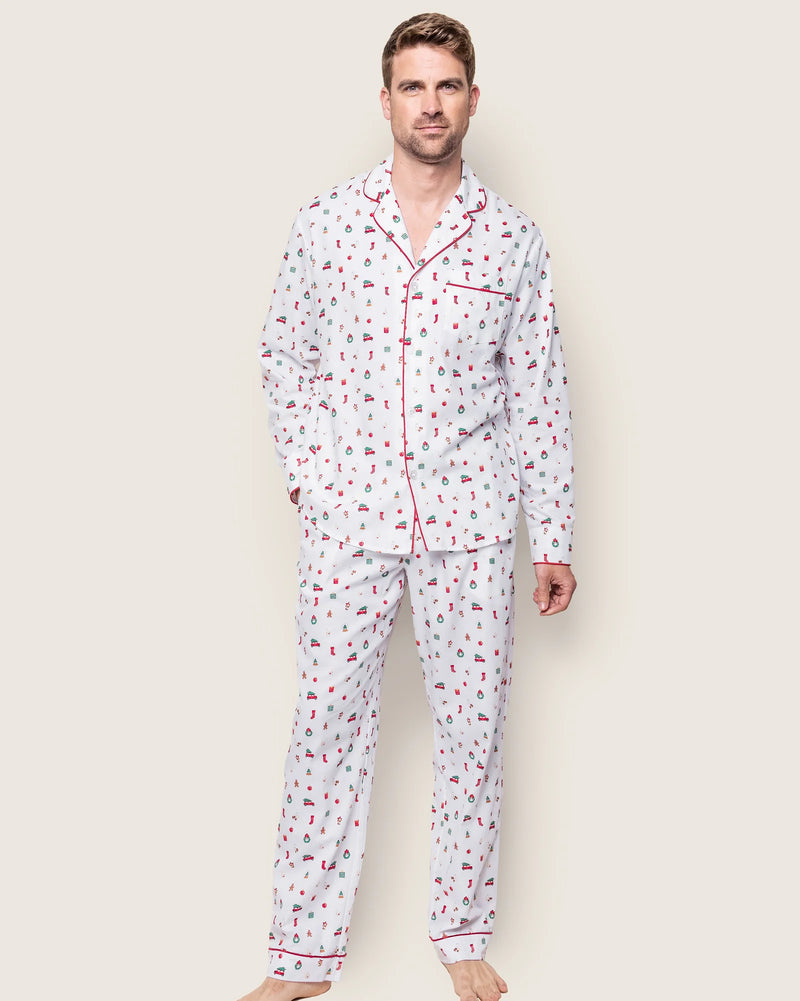 Petite Plume Men's Twill Pajama Set in Winter Nostalgia