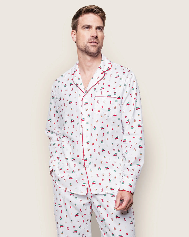 Petite Plume Men's Twill Pajama Set in Winter Nostalgia