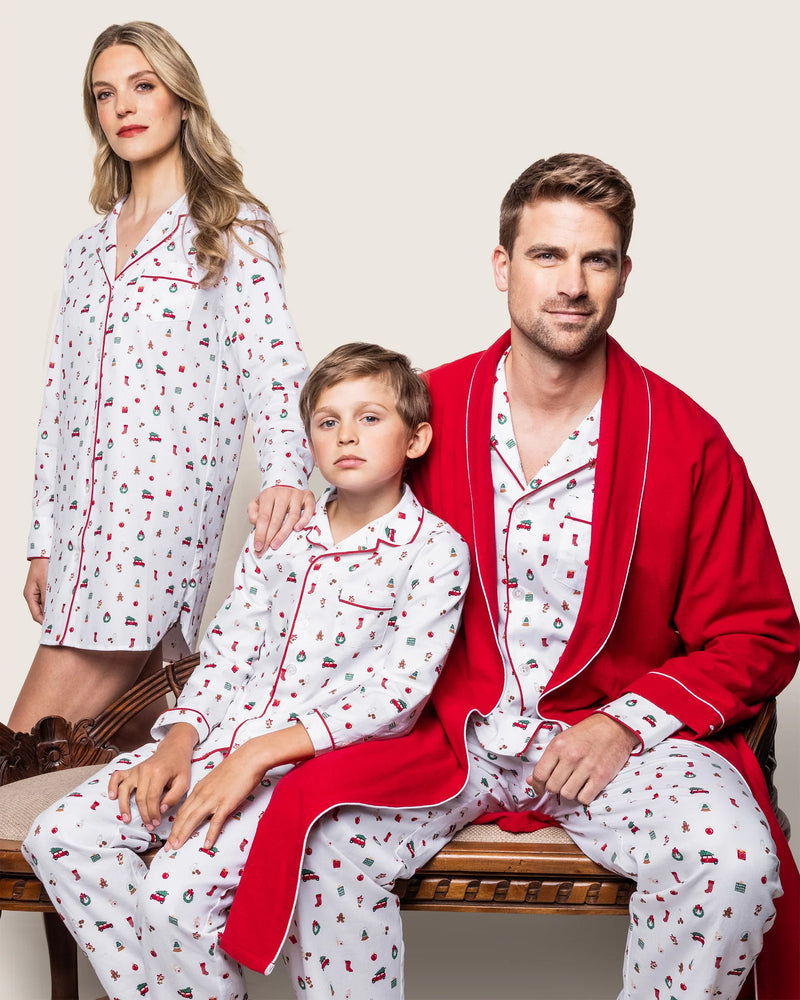 Petite Plume Men's Twill Pajama Set in Winter Nostalgia