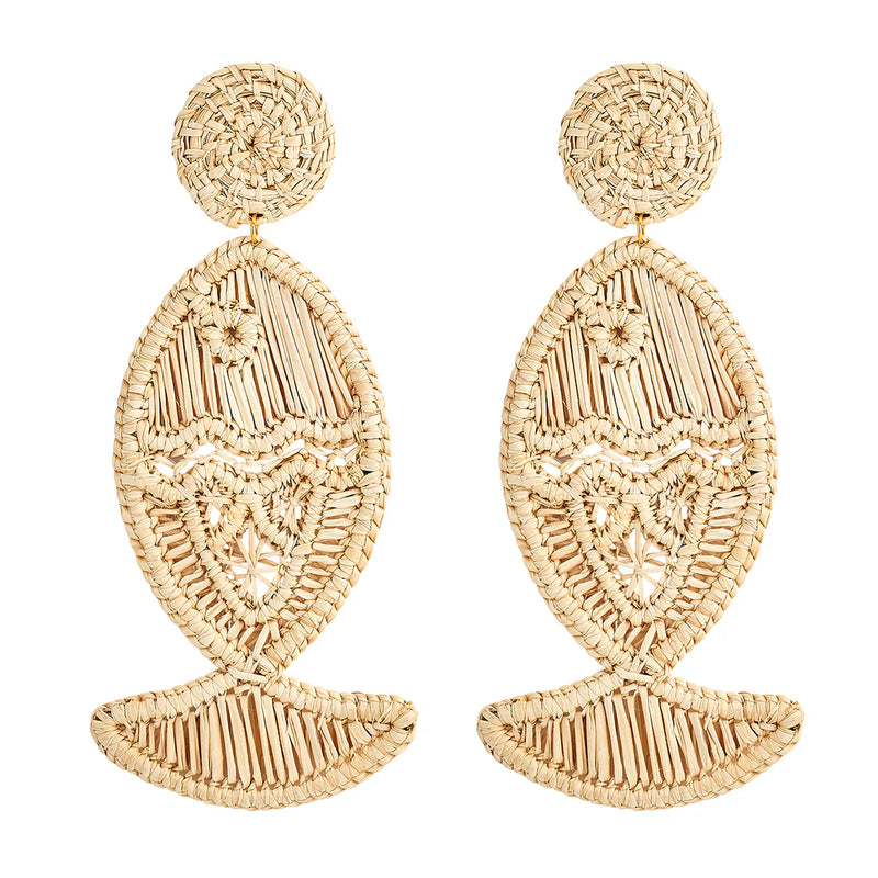 ASHA Rattan Fish Earring In Natural