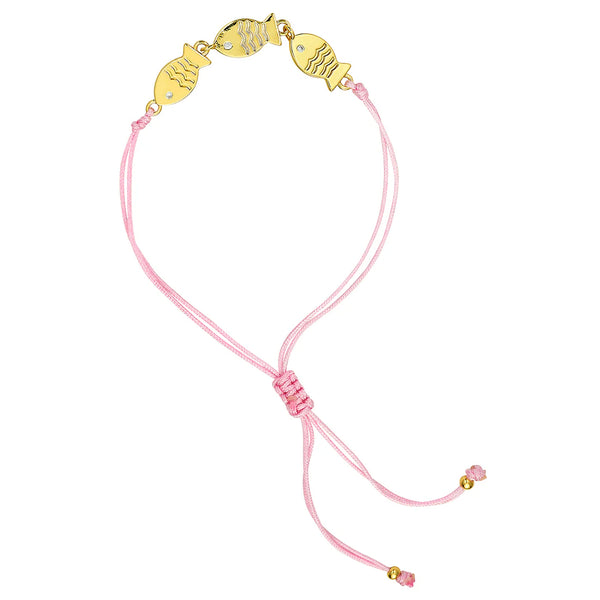 ASHA Triple Mini Fish Bracelet W/ Light Pink Cord