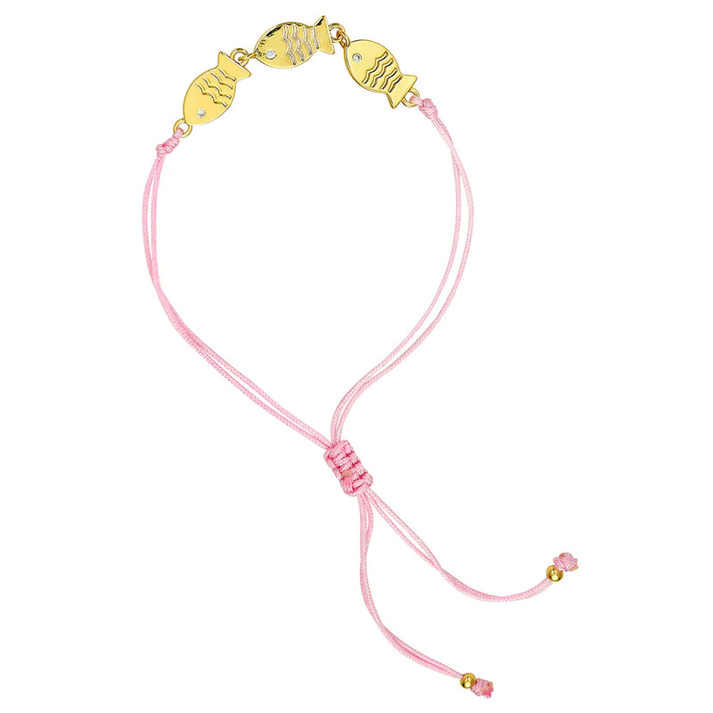 ASHA Triple Mini Fish Bracelet W/ Light Pink Cord