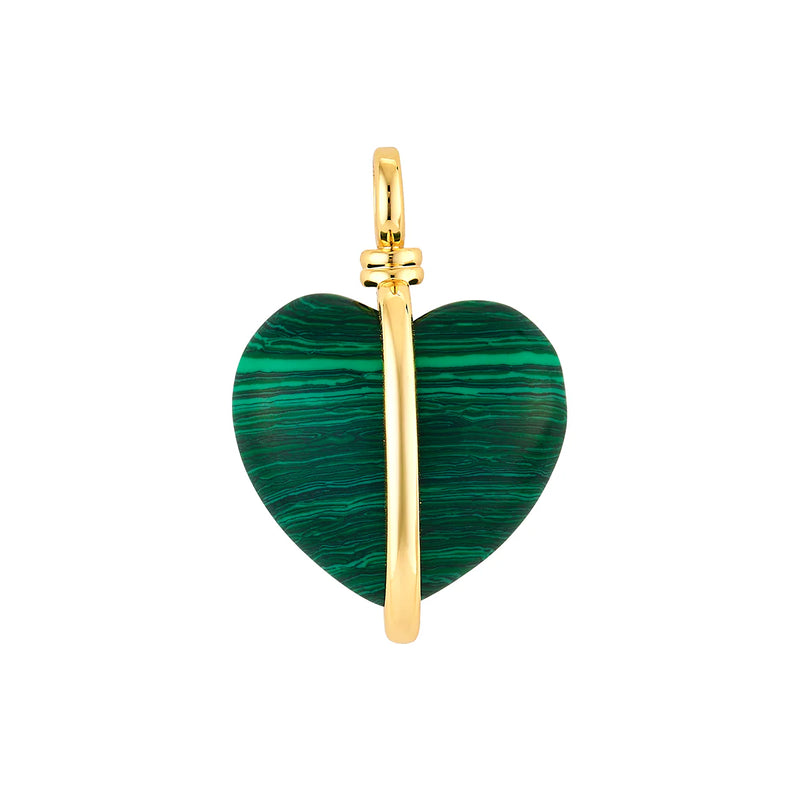 ASHA Wrapped Heart Charm W/ Malachite - 11X22Mm 3D Heart