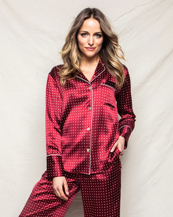 Petite Plume 100% Mulberry Silk Women's Polka Dot Luxe Pajama