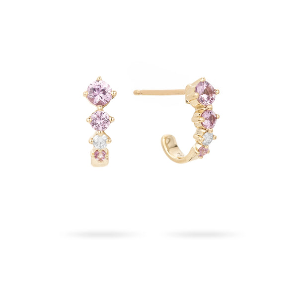 Adina Reyter Pink Sapphire + Diamond J Hoops