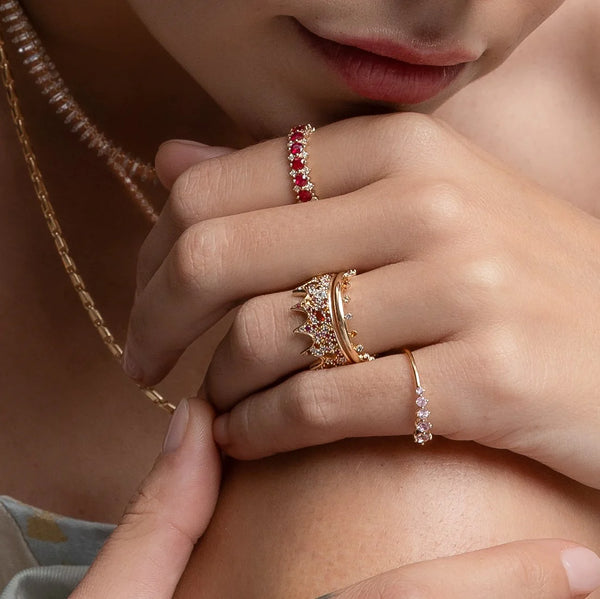 Adina Reyter Prong Set Gemstone Tiara Eternity Ring