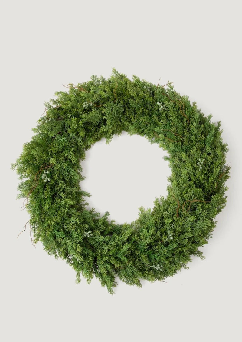 Afloral Artificial Winter Cedar and Juniper Wreath - 30"