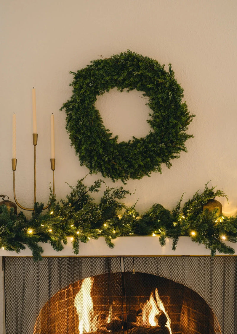 Afloral Artificial Winter Cedar and Juniper Wreath - 30"