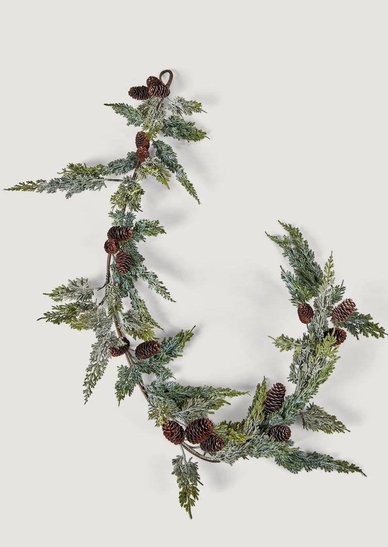 Afloral UV Treated Indoor/Covered Outdoor Faux Cedar and Pine Cone Garland - 72"