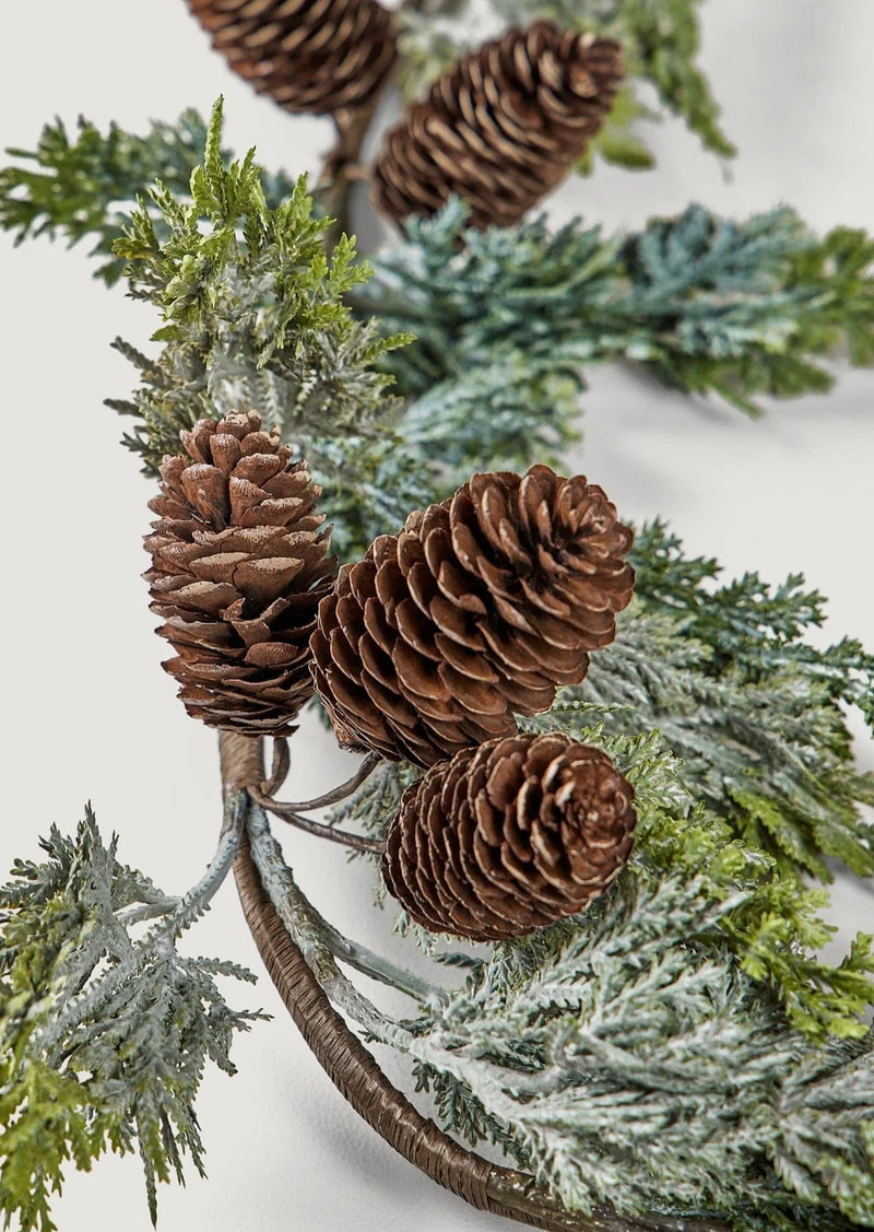 Afloral UV Treated Indoor/Covered Outdoor Faux Cedar and Pine Cone Garland - 72"