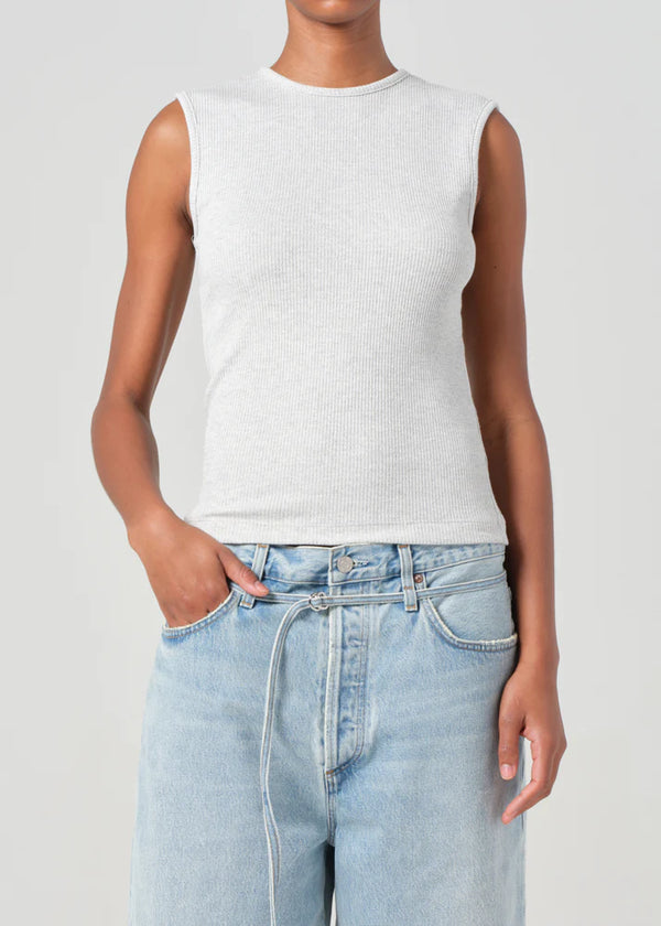 Agolde Binx Tank In Brushed Grey Heather