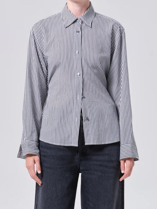 Agolde Theo Shirt In Solene Stripe