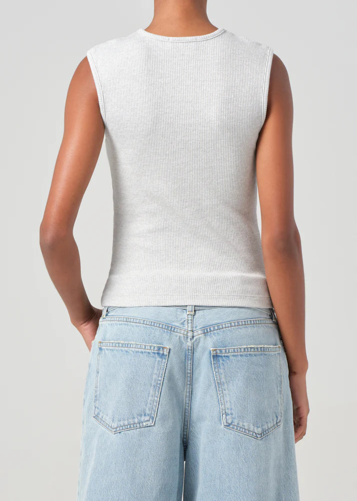 Agolde Binx Tank In Brushed Grey Heather