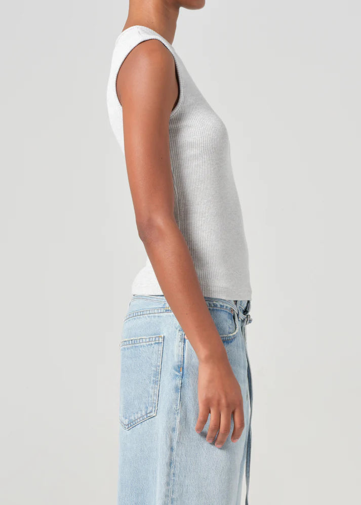 Agolde Binx Tank In Brushed Grey Heather