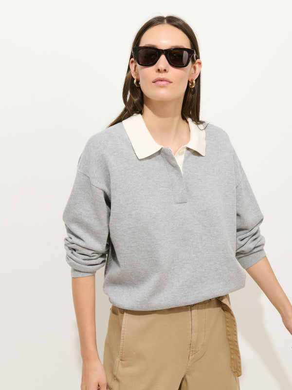 Alex Mill Bond St Polo In Cotton Cashmere Grey Flannel