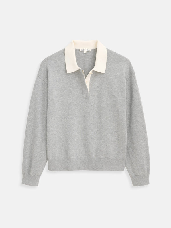 Alex Mill Bond St Polo In Cotton Cashmere Grey Flannel