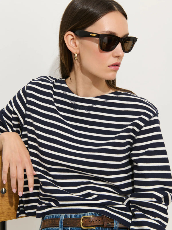Alex Mill Marseille Boatneck Striped Tee Navy/White
