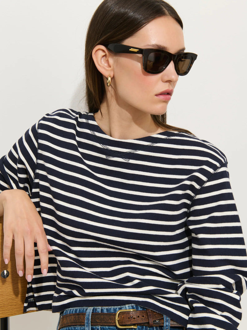 Alex Mill Marseille Boatneck Striped Tee Navy/White
