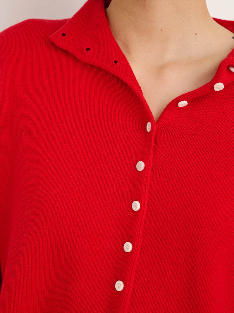 Alex Mill Taylor Striped Cardigan In Cotton Cashmere Fire Red