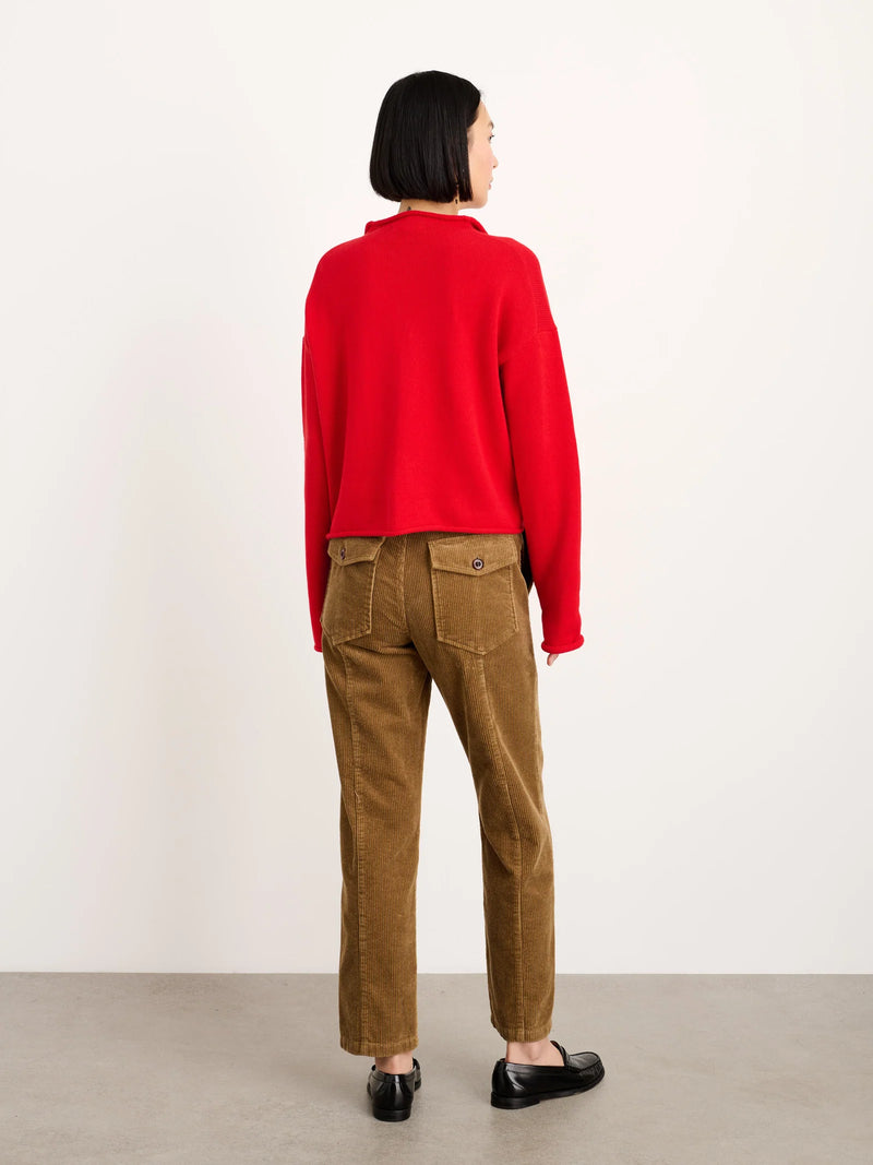 Alex Mill Taylor Striped Cardigan In Cotton Cashmere Fire Red