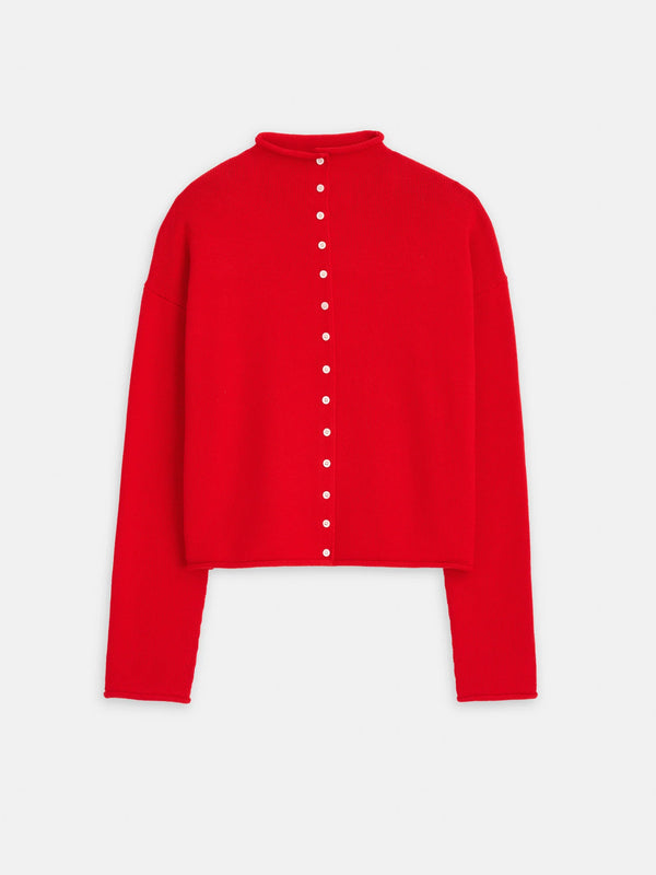 Alex Mill Taylor Striped Cardigan In Cotton Cashmere Fire Red