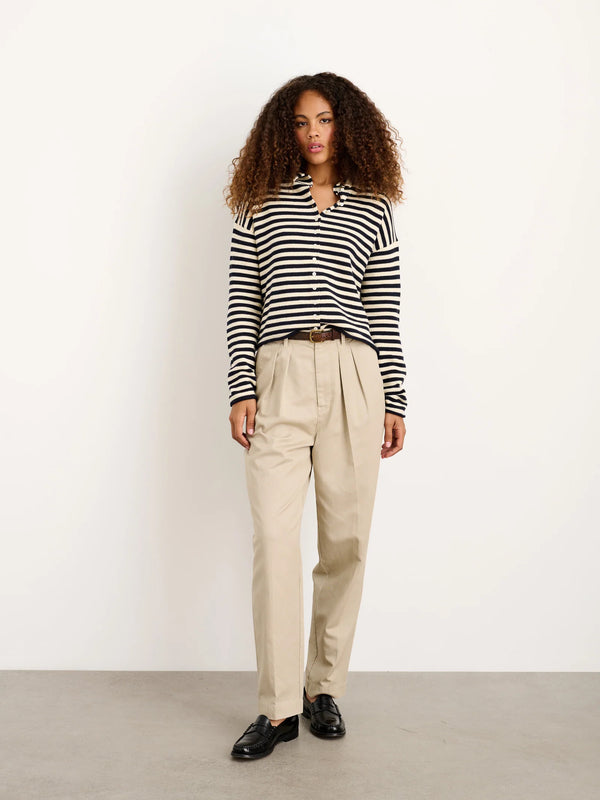 Alex Mill Taylor Striped Cardigan In Cotton Cashmere Navy/Ivory