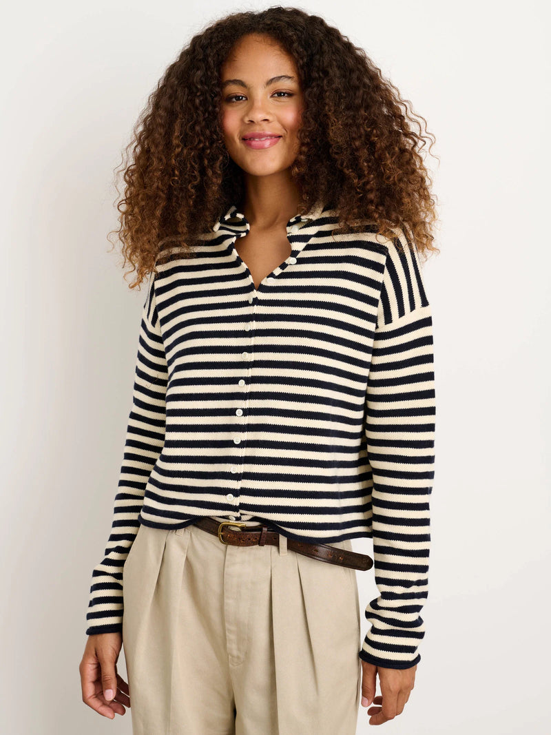 Alex Mill Taylor Striped Cardigan In Cotton Cashmere Navy/Ivory
