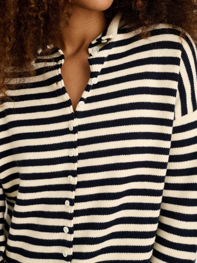 Alex Mill Taylor Striped Cardigan In Cotton Cashmere Navy/Ivory