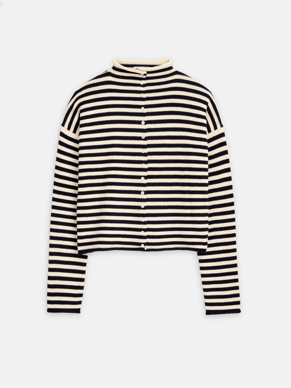 Alex Mill Taylor Striped Cardigan In Cotton Cashmere Navy/Ivory