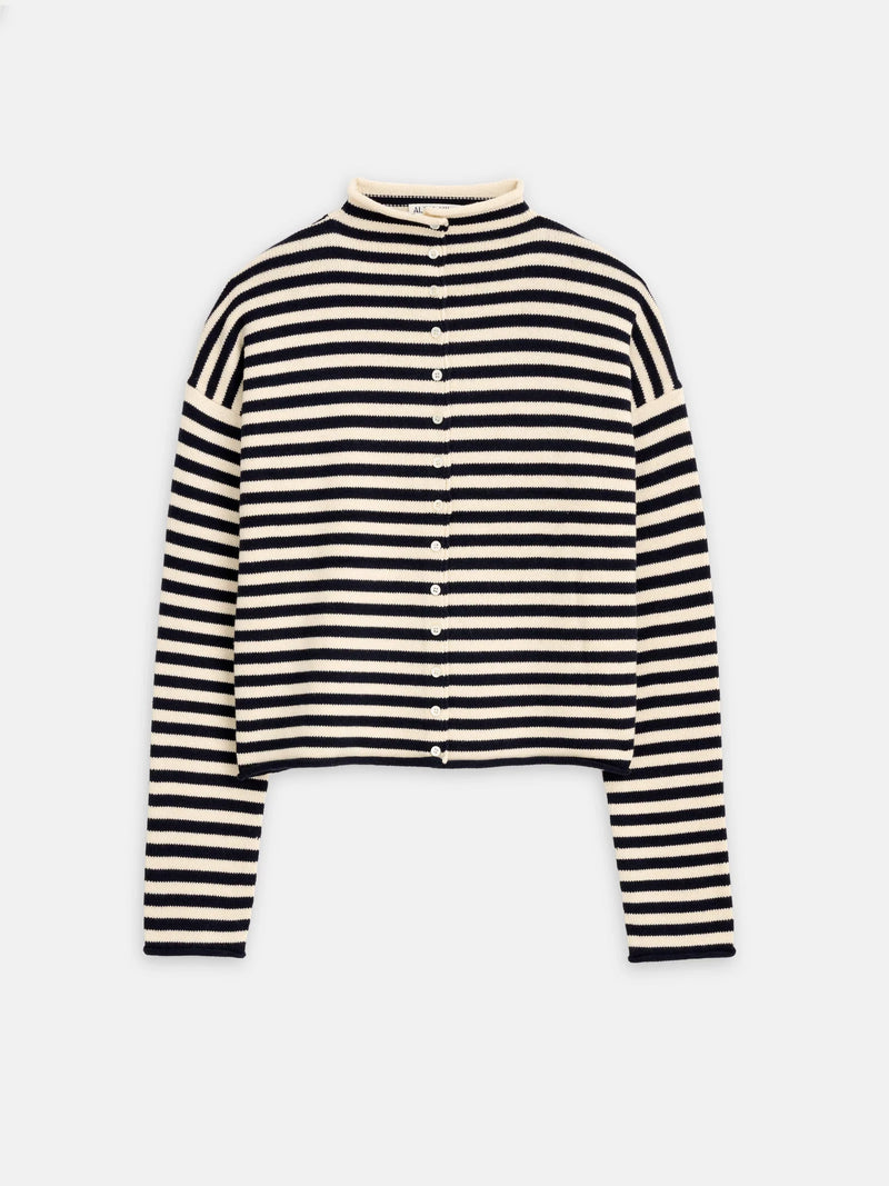 Alex Mill Taylor Striped Cardigan In Cotton Cashmere Navy/Ivory