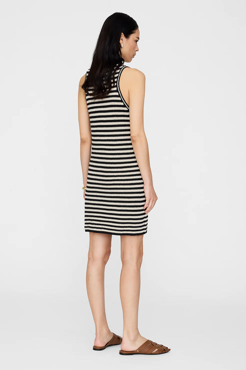 Anine Bing Arie Dress - Black And Ivory Stripe