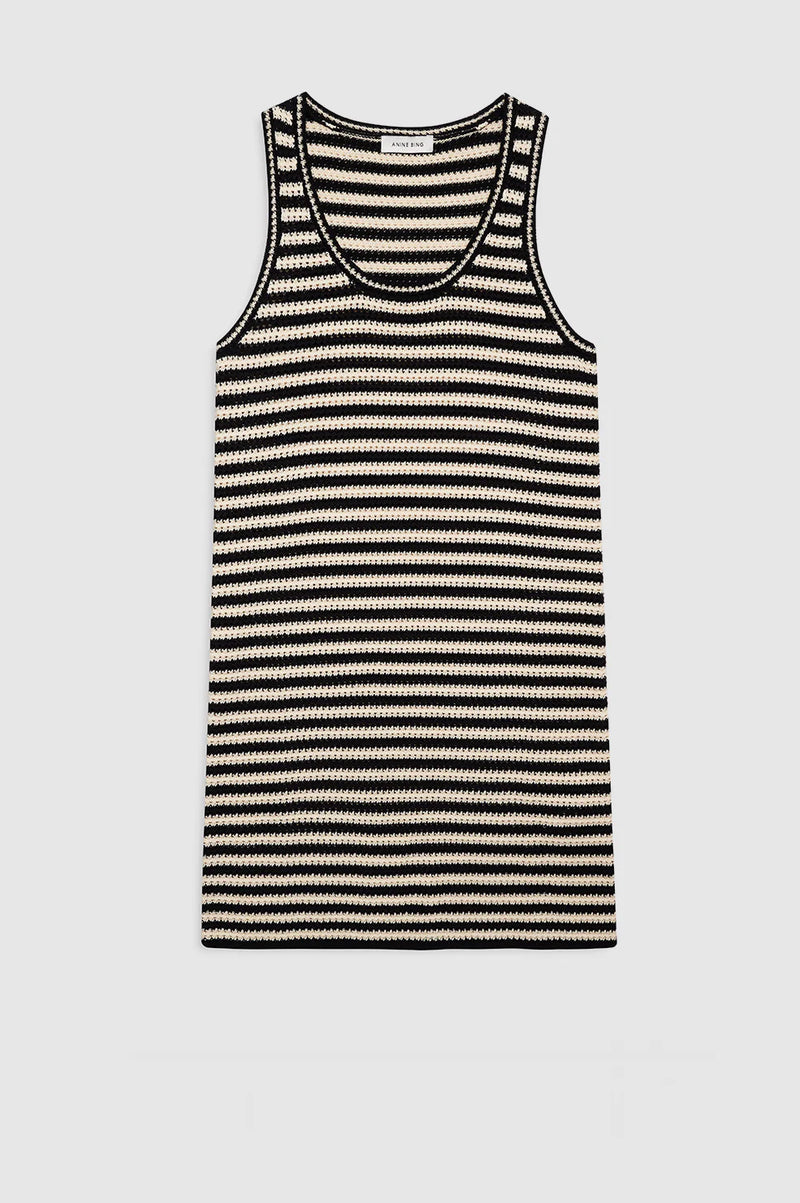 Anine Bing Arie Dress - Black And Ivory Stripe