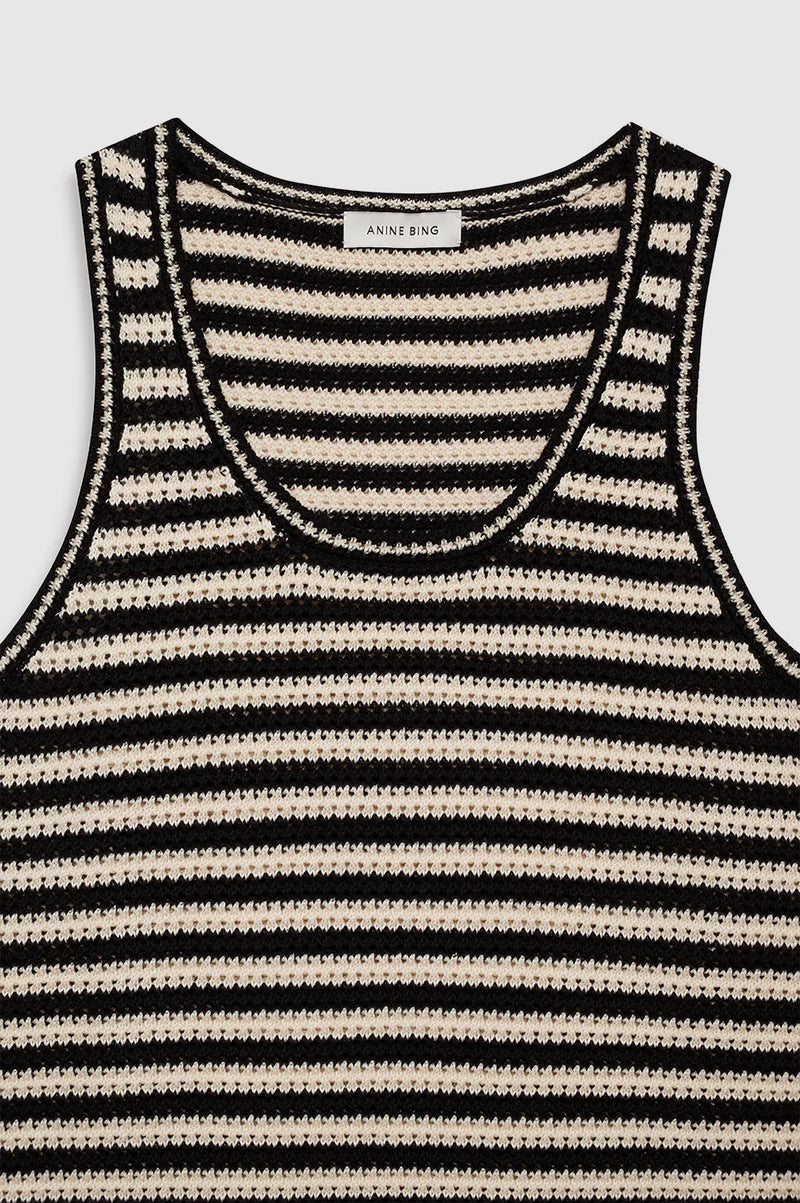 Anine Bing Arie Dress - Black And Ivory Stripe
