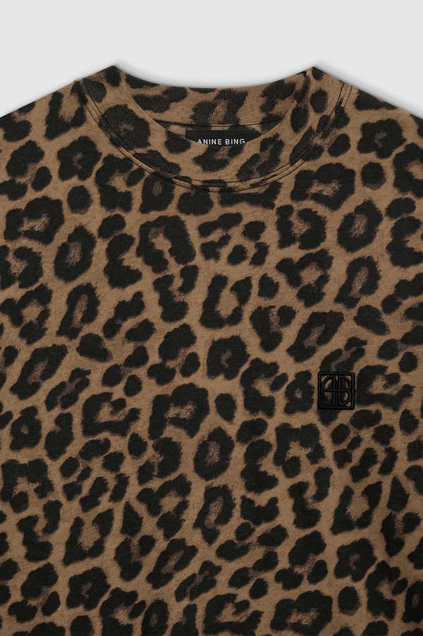 Anine Bing Avi Tee - Black And Brown Leopard